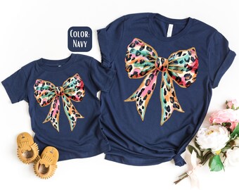 Mama Mini Leopard Bow Shirt: Matching Mother Daughter Outfit