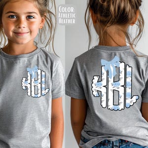Girls Blue Victorian Monogrammed Shirt - Blue Rose Monogram
