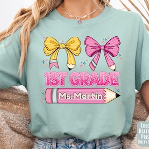 Custom 1st Grade Teacher Shirt, Teacher First Grade Shirts, Custom Name Teacher Shirts, Teacher Appreciation, Personalized Teacher Gift