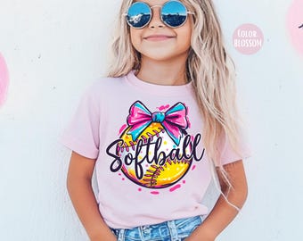 Girls Coquette Softball Shirt: Comfort Colors Youth Tee