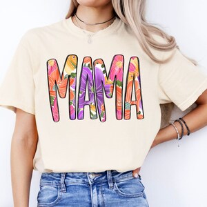Comfort Colors Floral Mama Shirt: 100% Cotton Mom Tee