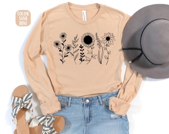Wildflower Sunflower Long Sleeve Shirt: Plant Lady Gift