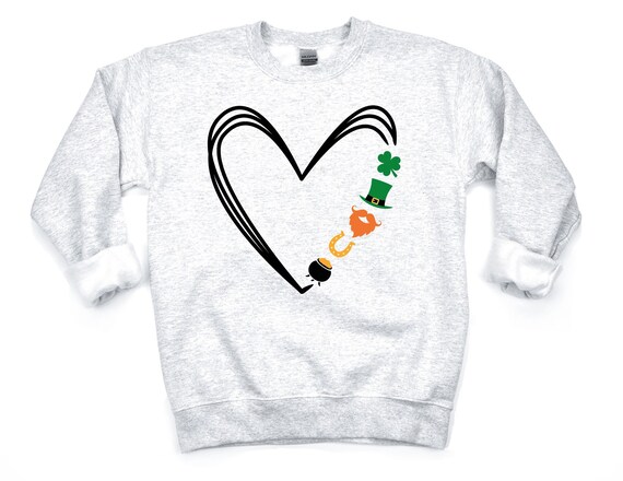 Shamrock Heart Sweatshirt St Patricks 