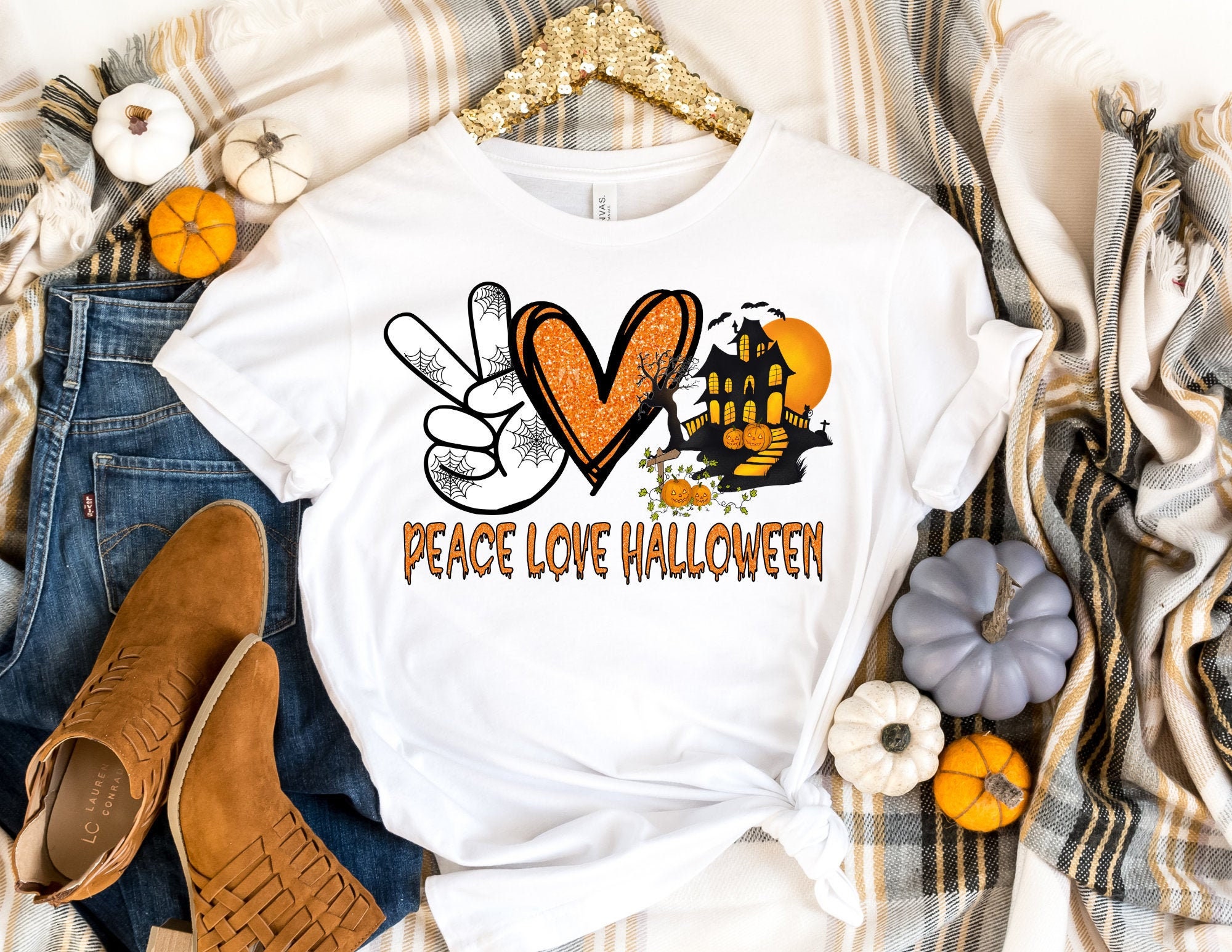 Peace Love Halloween Shirt Happy 