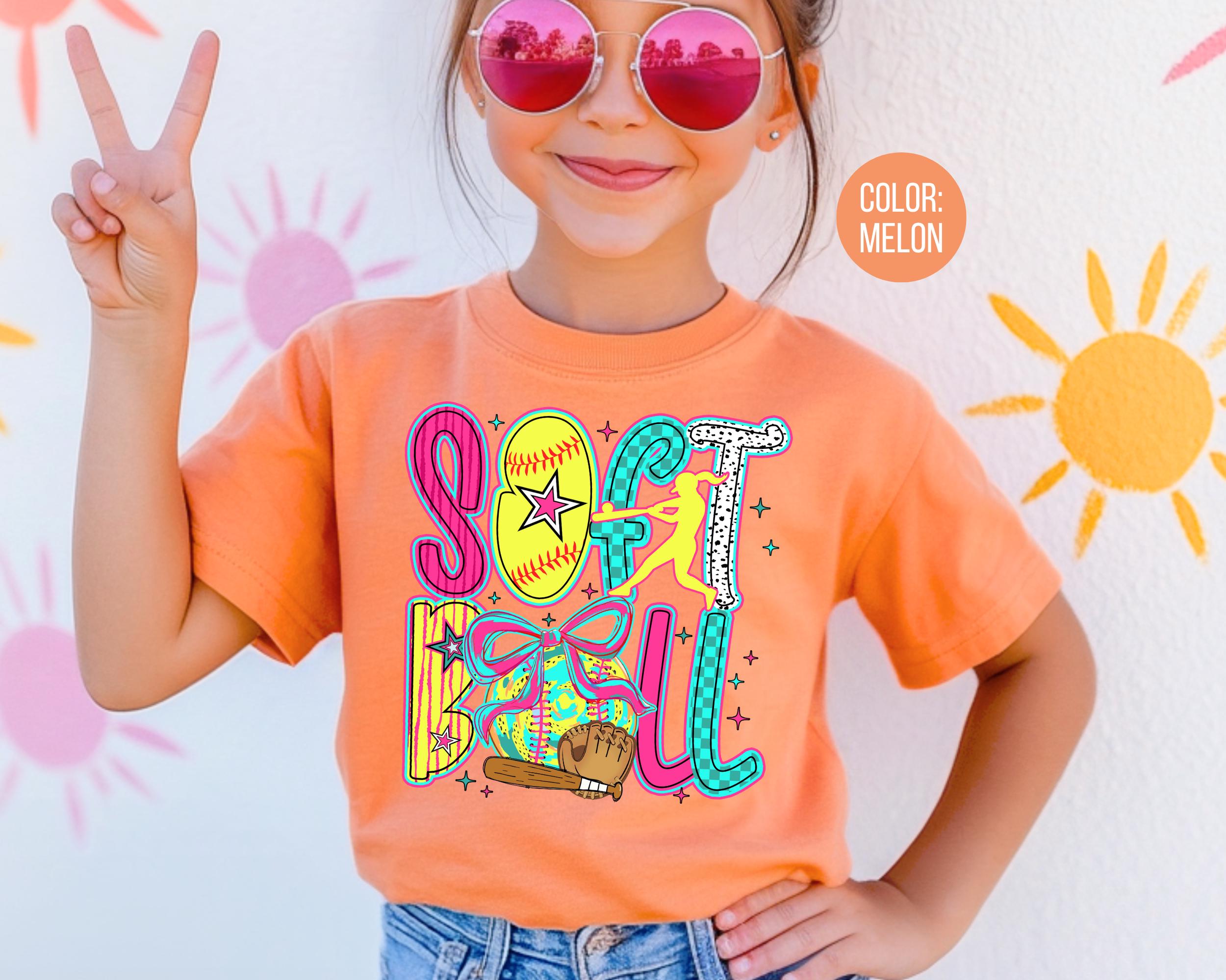Comfort Colors Kids Softball Shirt: Girls Youth Tee