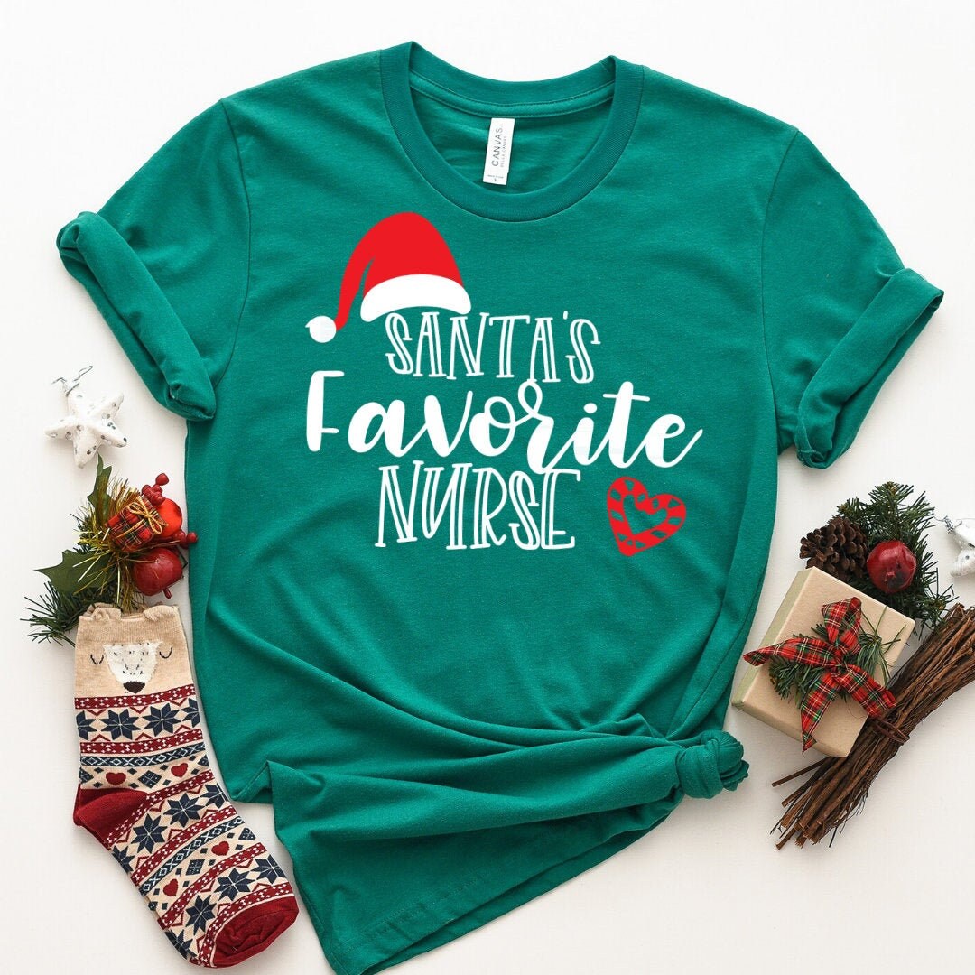 Santa s Favorite Nurse Shirt Christmas Nursing Shirt Nursing