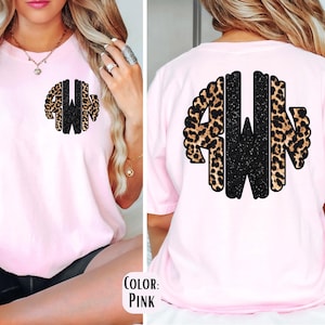 Leopard Print Monogrammed T-Shirt - Custom Initial Tee