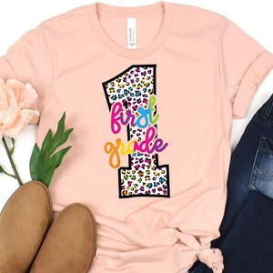 Rainbow Leopard 1st Grade Teacher Shirt: Back to School Gift