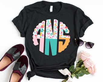 Pastel Leopard Print Monogram Shirt - Custom Initial Tee
