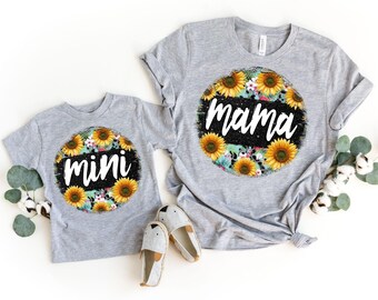 Mama Mini Sunflower Outfit: Matching Mother Daughter Shirts