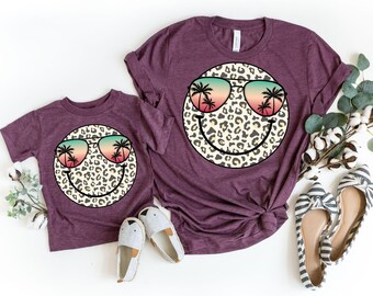 Smiley Face Beach T-Shirt: Mommy and Me Matching Summer Outfit