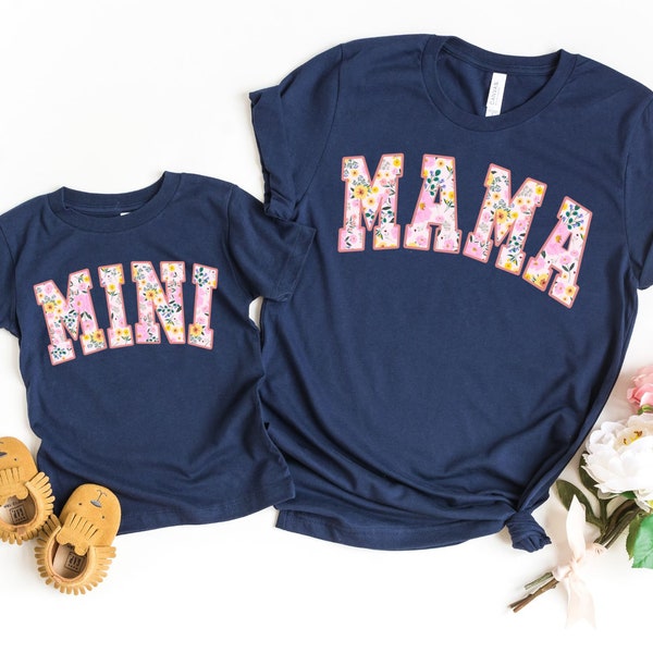 Mama Mini Pink Floral Shirt, Mother's Day Gift, Matching Mommy and Me Pink Tee, Mother Daughter Shirts, Mama Mini Outfit