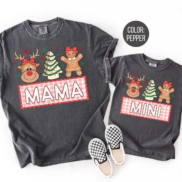 Comfort Colors Mama Mini Girl Christmas Shirts: Matching Mommy and Me