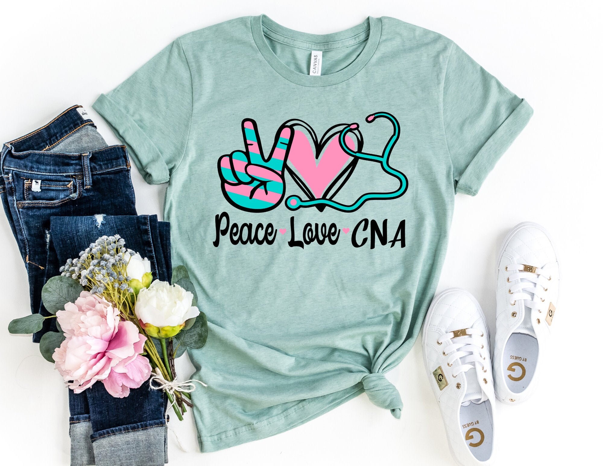 Peace Love CNA CNA Shirt Certified Nursing Assistant Shirt CNA