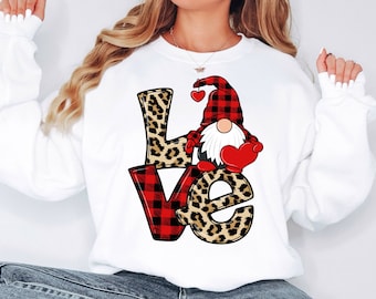 Love Gnome Sweatshirt, Gnome Valentine Sweater, Valentines Day Sweatshirt, Valentines Day Gift, Happy Valentines Day Sweatshirt