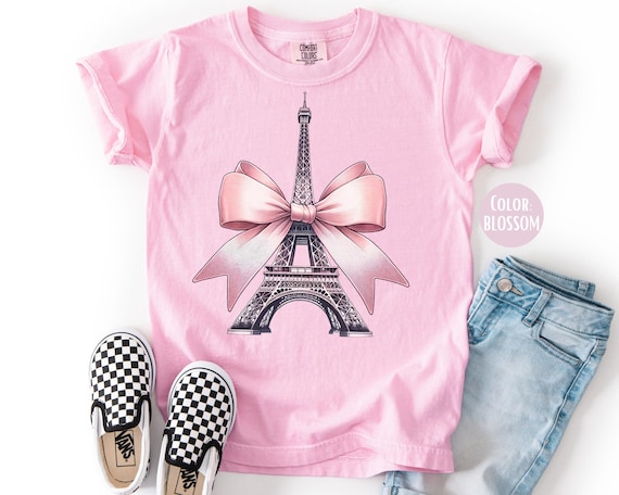 Comfort Colors Girly Eiffel Tower Shirt: Paris Vacation Tee