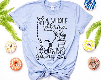 Llama Learning Teacher Shirt: Elementary School Gift