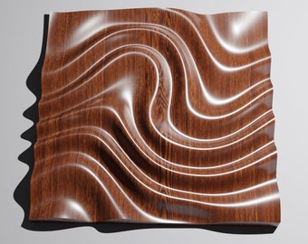 Wavy surface , wood CNC pattern, wood wall art, model 3d print,  living room, 3D,STL, CNC router files,