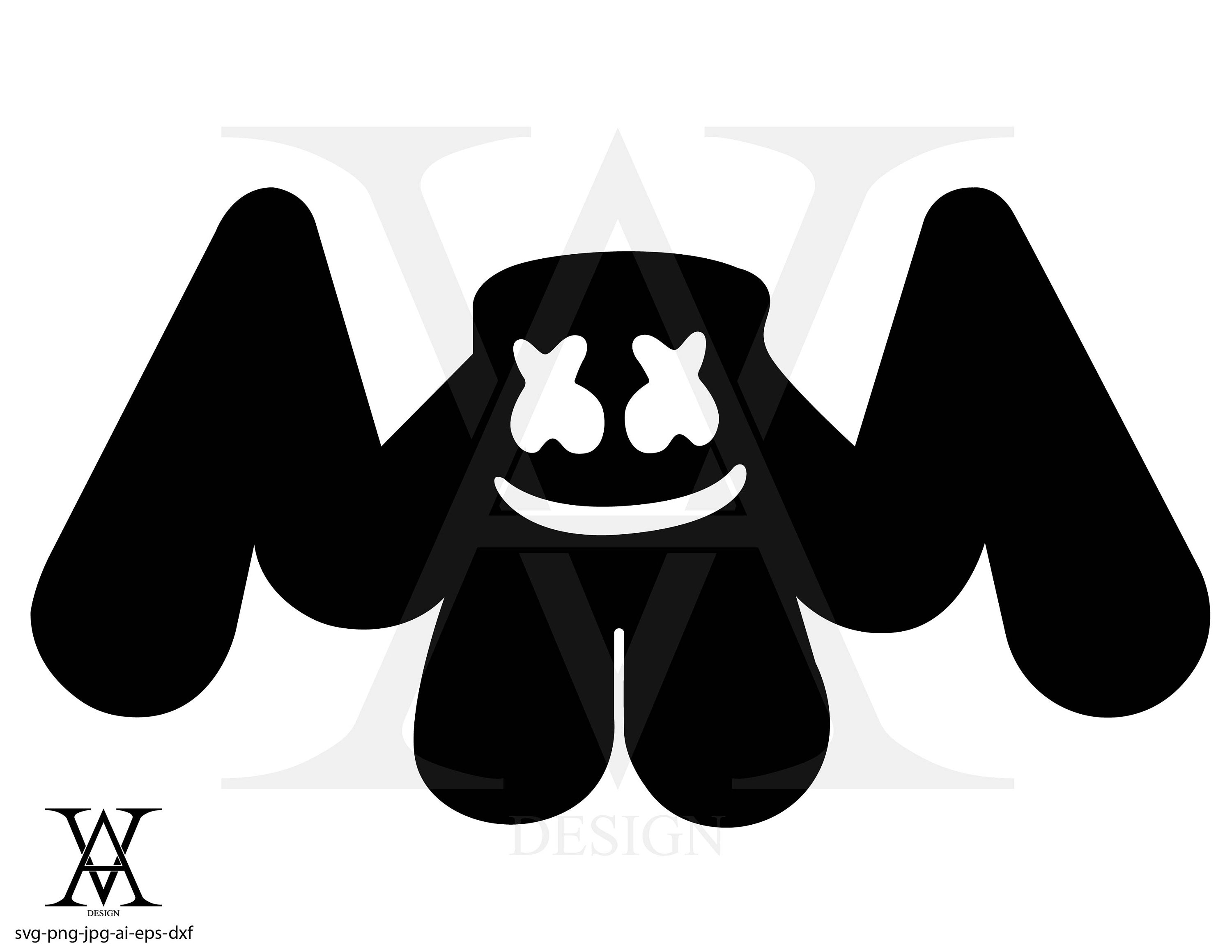Dj marshmello logo silhouette clipart vector. INSTANT | Etsy