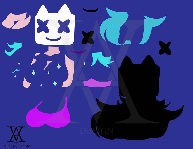 She Dj Marshmello Face Silhouette Clipart Vector. INSTANT Etsy