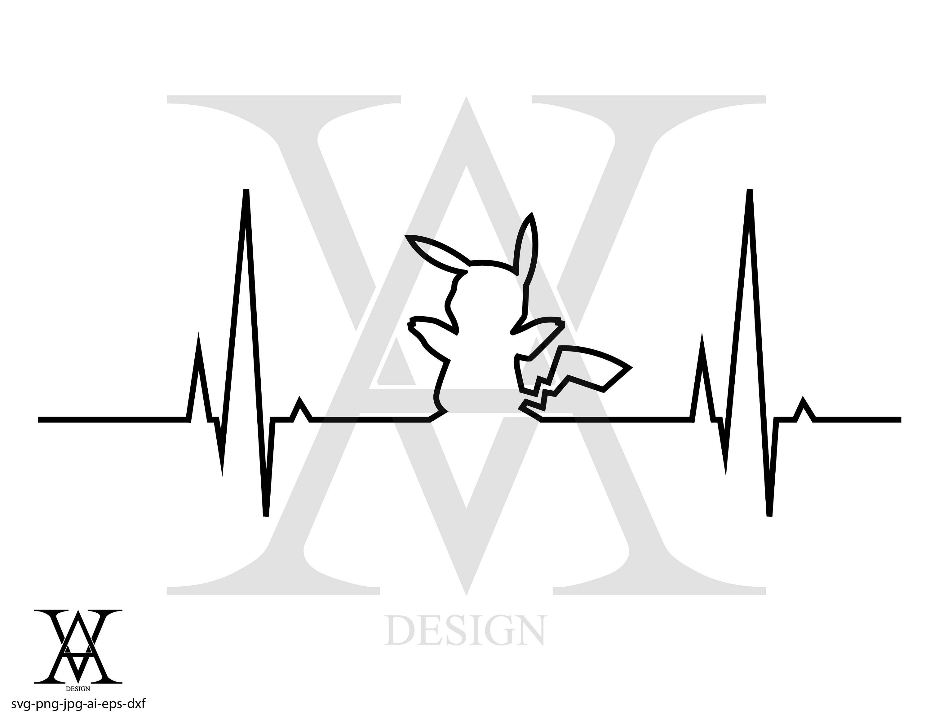 Pokemon Pikachu Silhouette Vector Clipart Instant Etsy