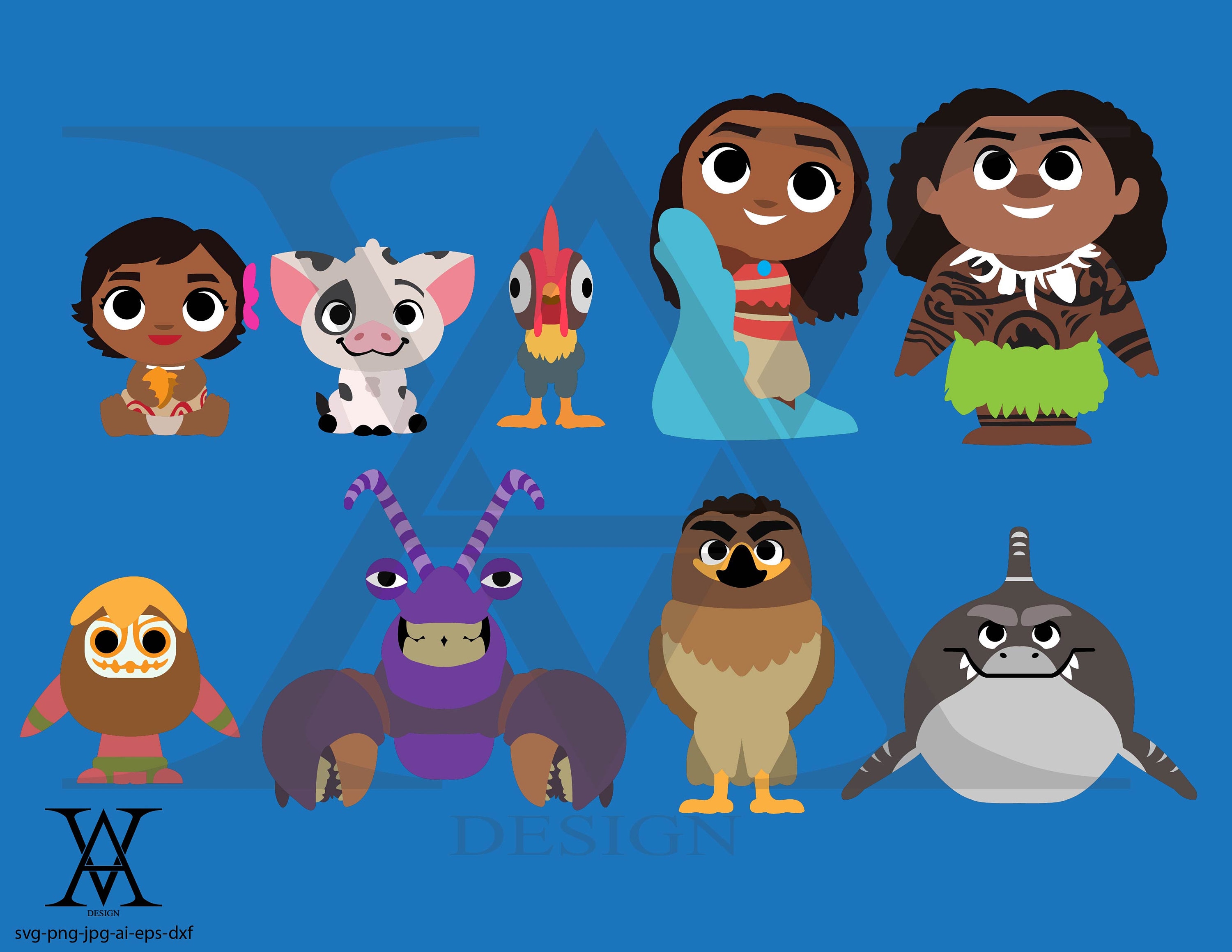 Moana Characters Clipart Vector. INSTANT DOWNLOAD - Etsy