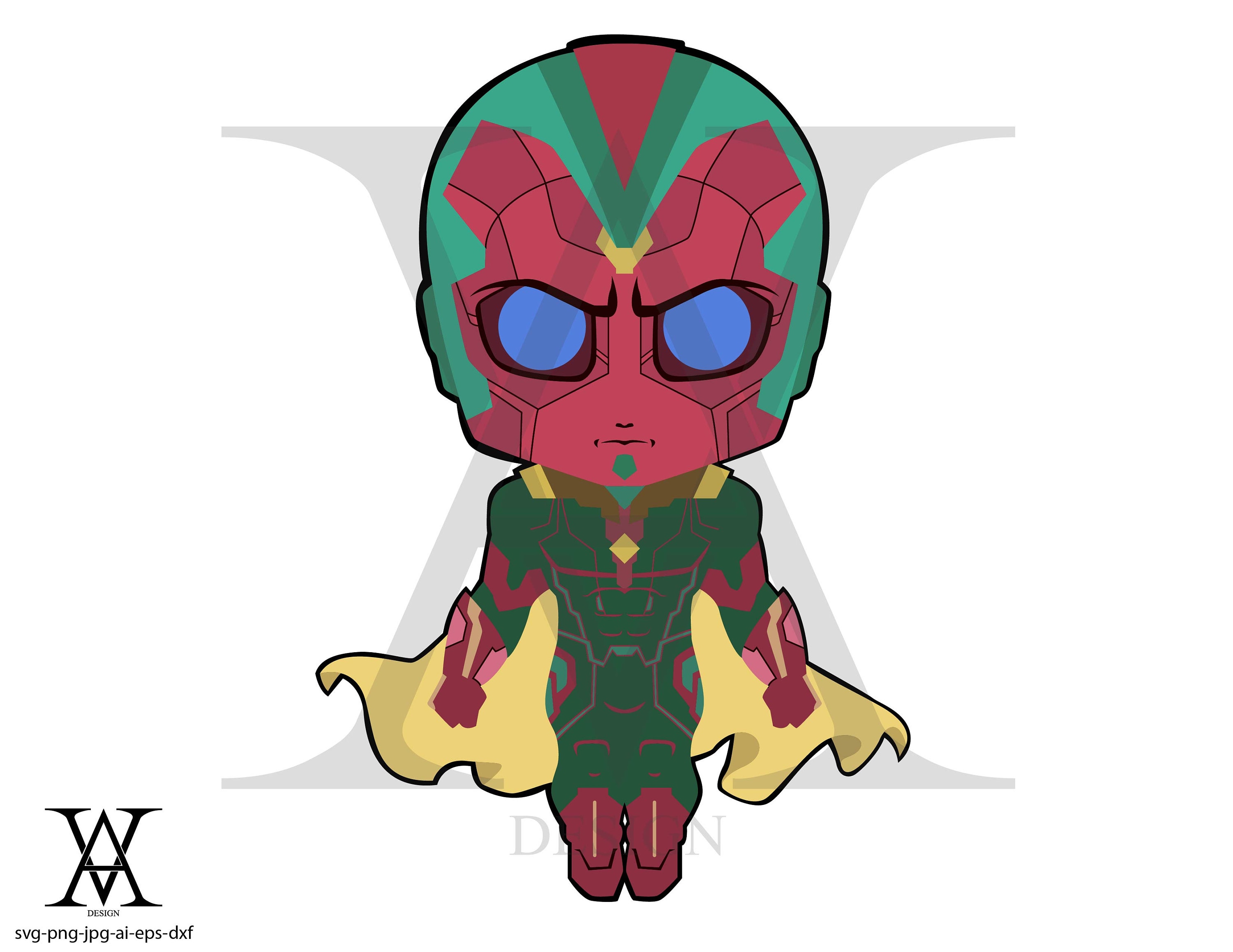 Vision Avengers marvel clipart vector. INSTANT DOWNLOAD | Etsy