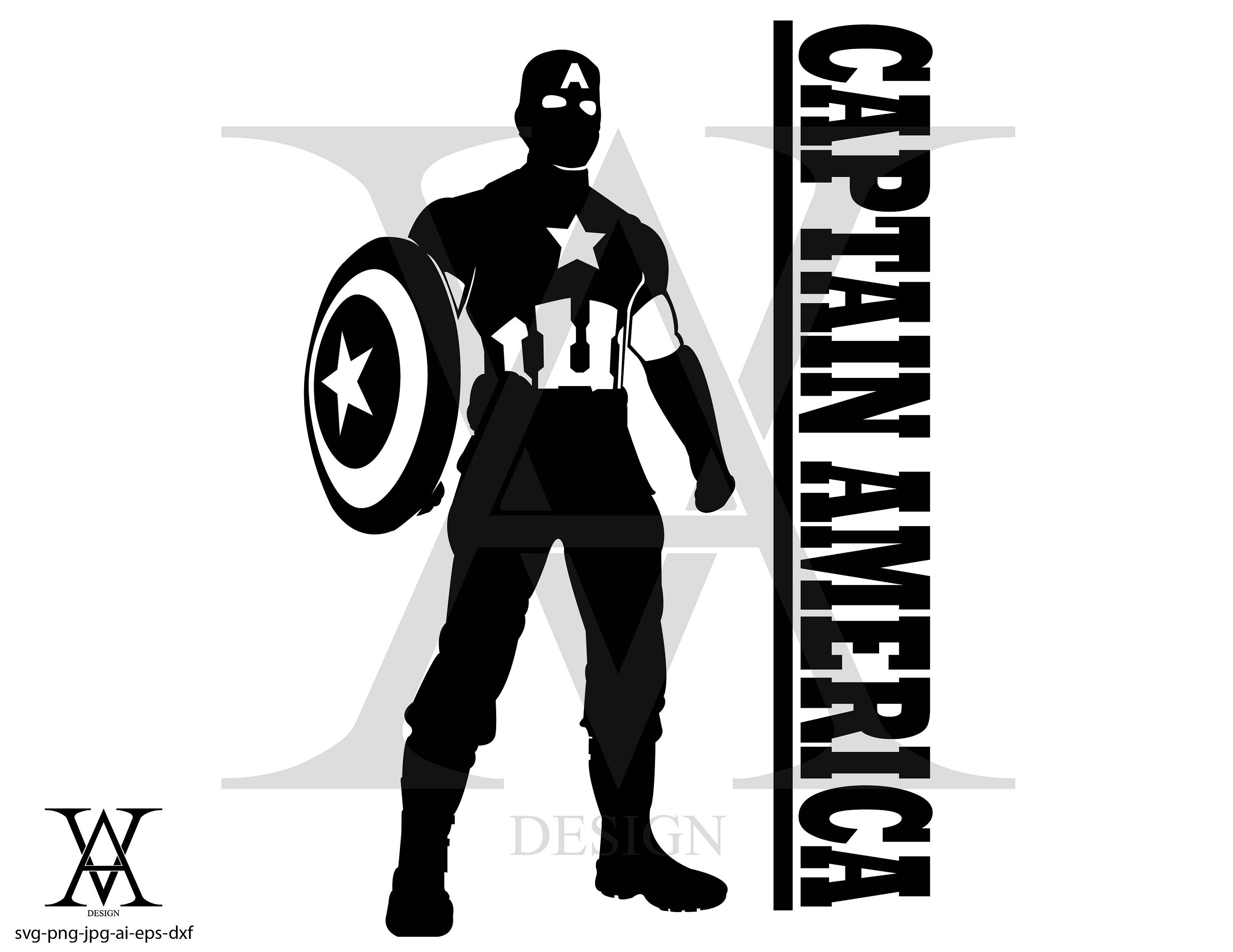 Download Captain America silhouette vector. INSTANT DOWNLOAD | Etsy