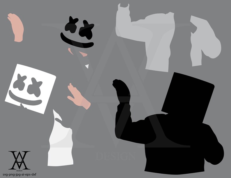 Dj Marshmello Face Clipart Vector. INSTANT DOWNLOAD Etsy