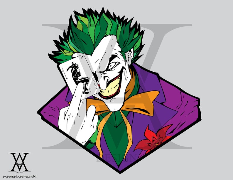 The joker dc comic clipart vector. 