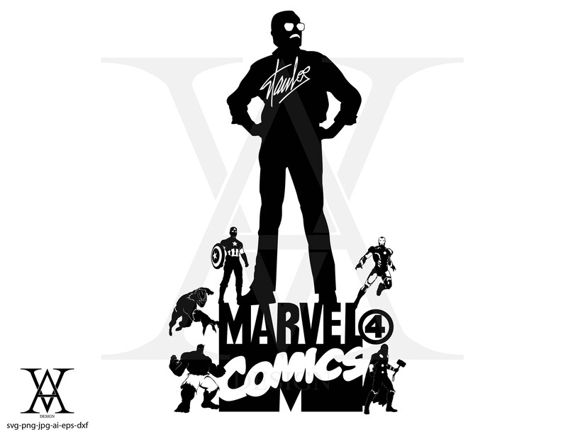 Download Stan Lee silhouette vector marvel. INSTANT DOWNLOAD | Etsy
