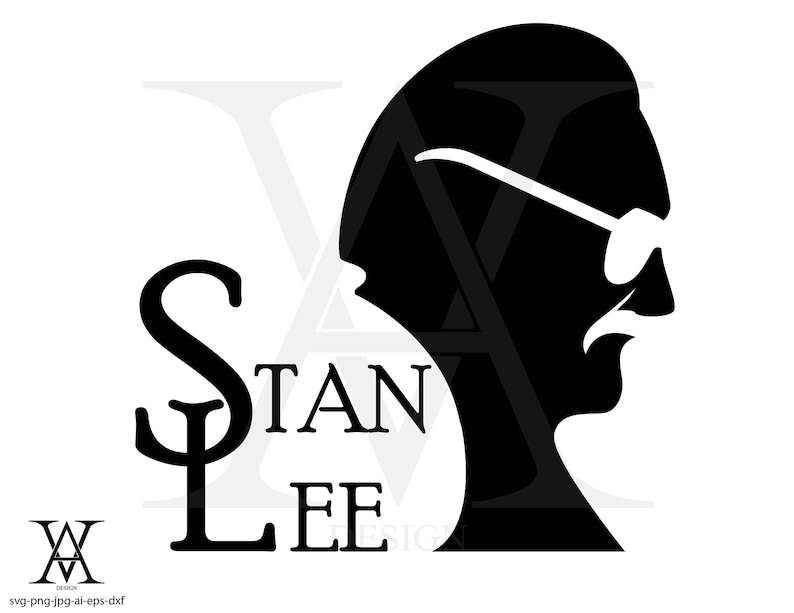 Download Stan Lee silhouette vector marvel. INSTANT DOWNLOAD | Etsy