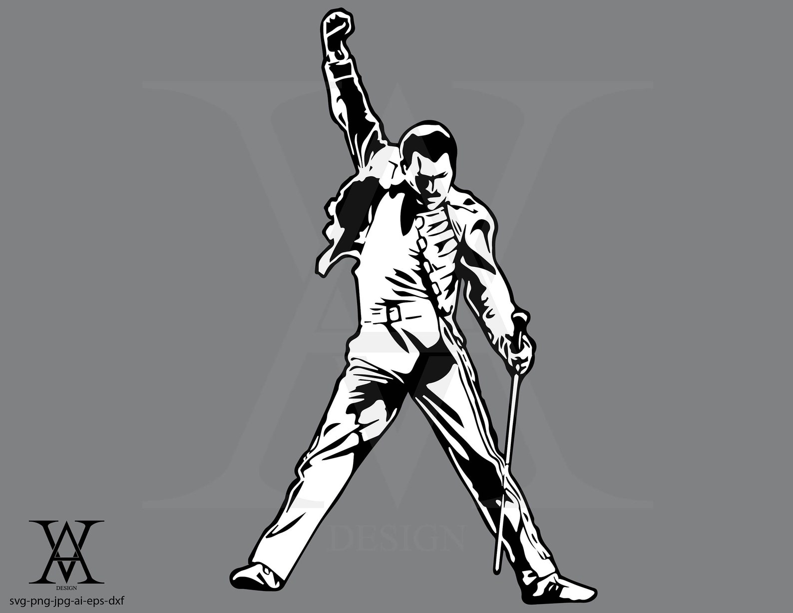 Freddie Mercury Silhouette Vector. INSTANT DOWNLOAD | Etsy