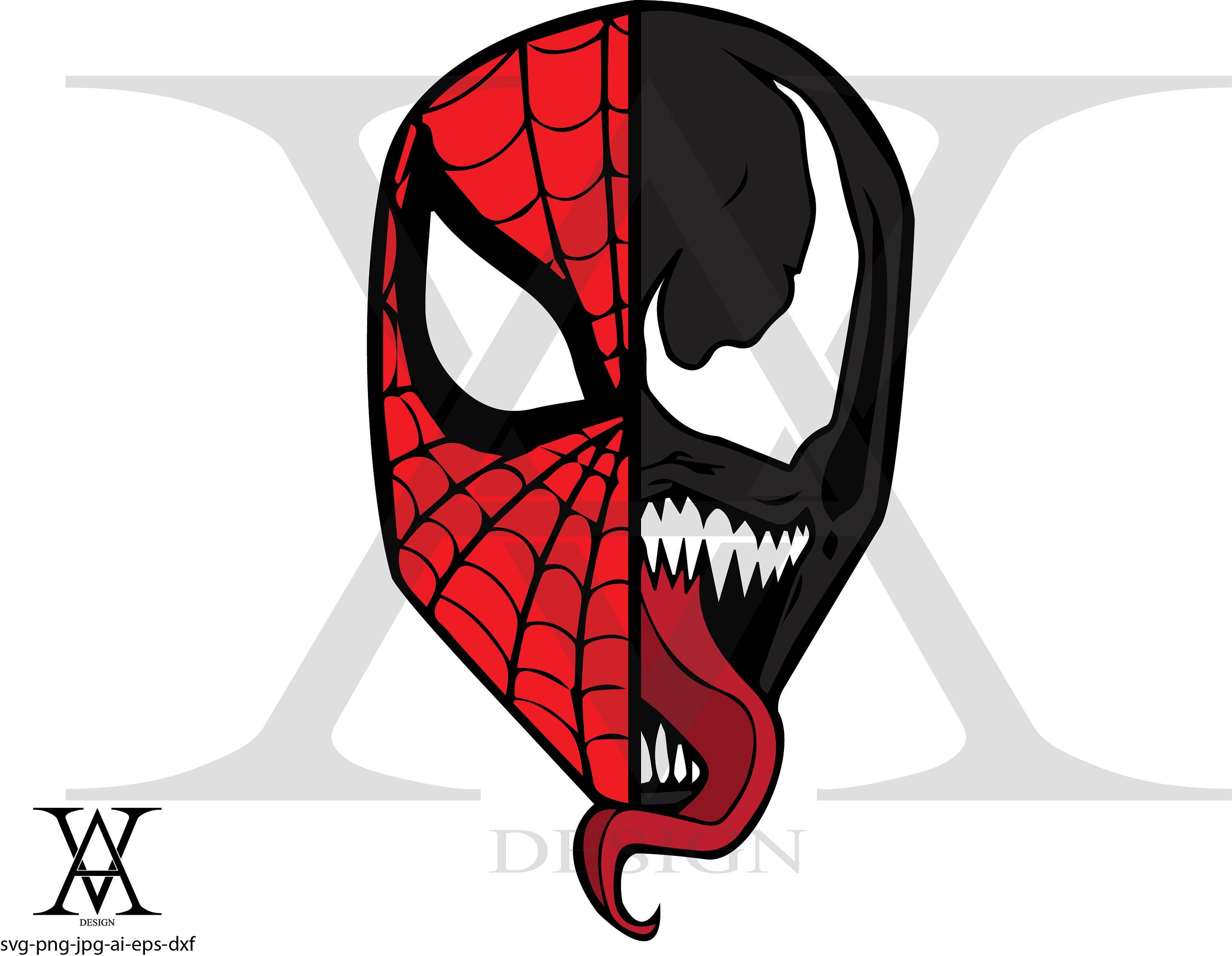 Spiderman and Venom face clipart vector. INSTANT DOWNLOAD | Etsy