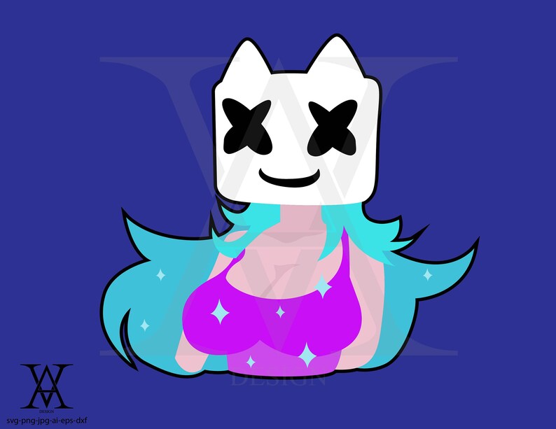 She Dj Marshmello Face Silhouette Clipart Vector. INSTANT Etsy