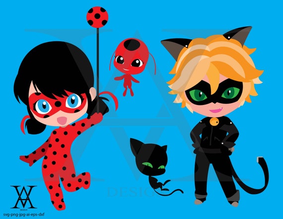 Miraculous Les Aventures De Ladybug Et Chat Noir Vector Instant Download Svg Png Eps Dxf Ai Jpg