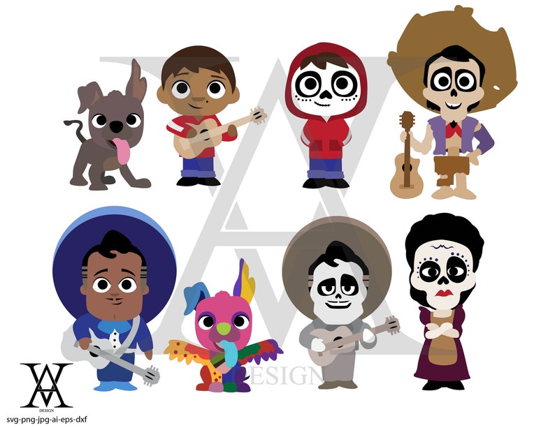 Coco Characters Clipart Vector. INSTANT DOWNLOAD Etsy