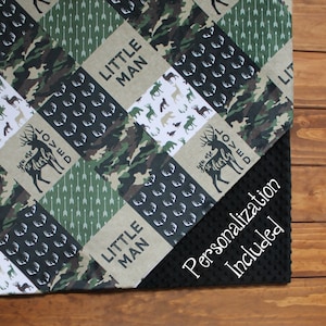 Little Man Woodland Camo Monogram Minky Baby Blanket,Deerly Loved Personalized Minky Baby Blanket,Nature Theme Baby Blanket,Camo Minky Lovey