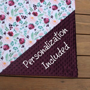 Floral Personalized Minky Baby Blanket Lovey,Minky Blanket,Baby Shower Gift,Floral Girl Monogram Blanket,Monogram Floral Minky Baby Blanket