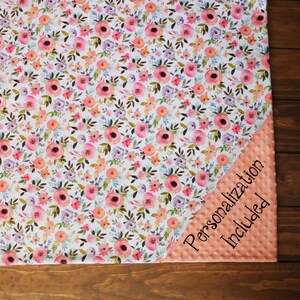 Custom Name Fleece Throw Blanket 50x60 Kids Personalized Floral Baby Blanket With Name For Girls Boys - Custom Monogram Blankets With Floral For Kids Toddler - Customized Throw Blanket For Baby Adult