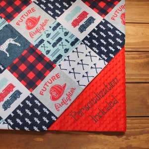 Firefighter Minky Baby Blanket,Monogram Baby Blanket,Firetruck Dalmation Blanket,Fireman Blanket,Personalized Firefighter Baby Blanket Lovey