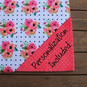 Floral Monogram Minky Baby Blanket,Baby Shower Gift,Custom Monogram Minky Blanket,Baby Girl Blanket,Personalized Floral Lovey Baby Blanket