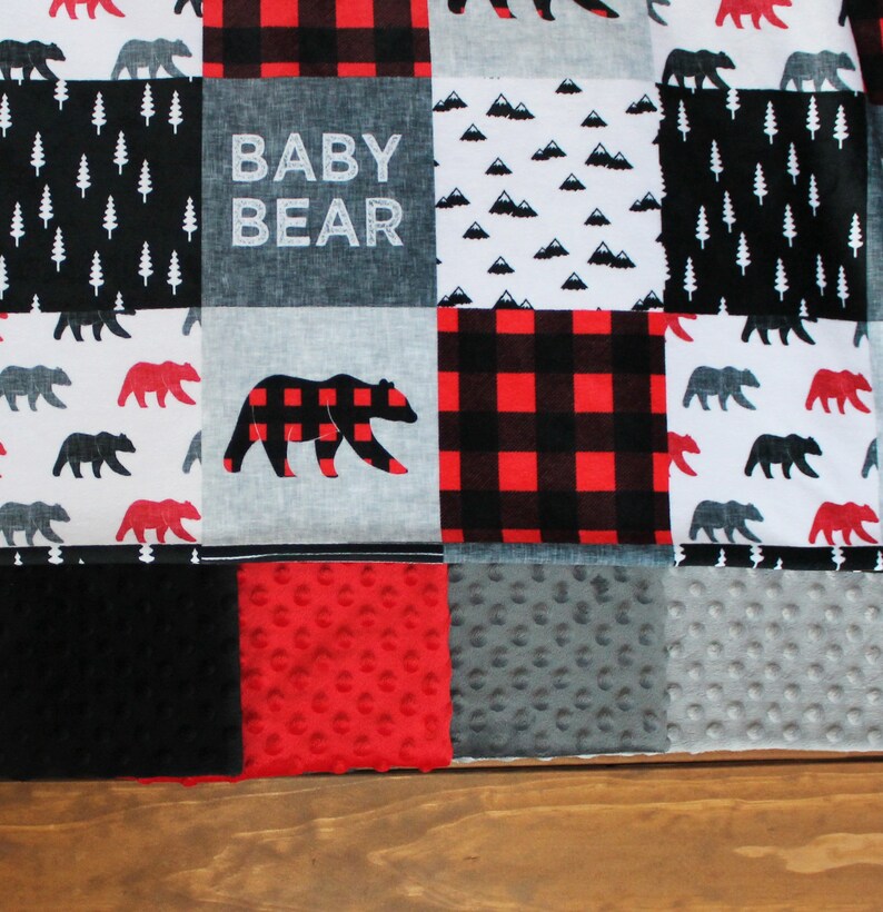 Buffalo Plaid Minky Baby Blanket LoveyBaby Bear BlanketBear Etsy
