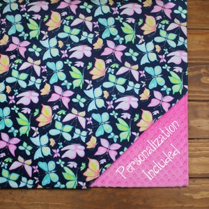 Pastel Butterfly Personalized Minky Baby Blanket Lovey,Butterfly Monogram Baby Blanket,Butterfly Baby Blanket,Butterfly Minky Baby Blanket