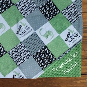 Green Dinosaur Monogram Minky Baby Blanket,Dinosaur Baby Lovey,Personalized Minky Dinosaur Baby Blanket,Dinosaur Blanket,Dinosaur Theme Baby
