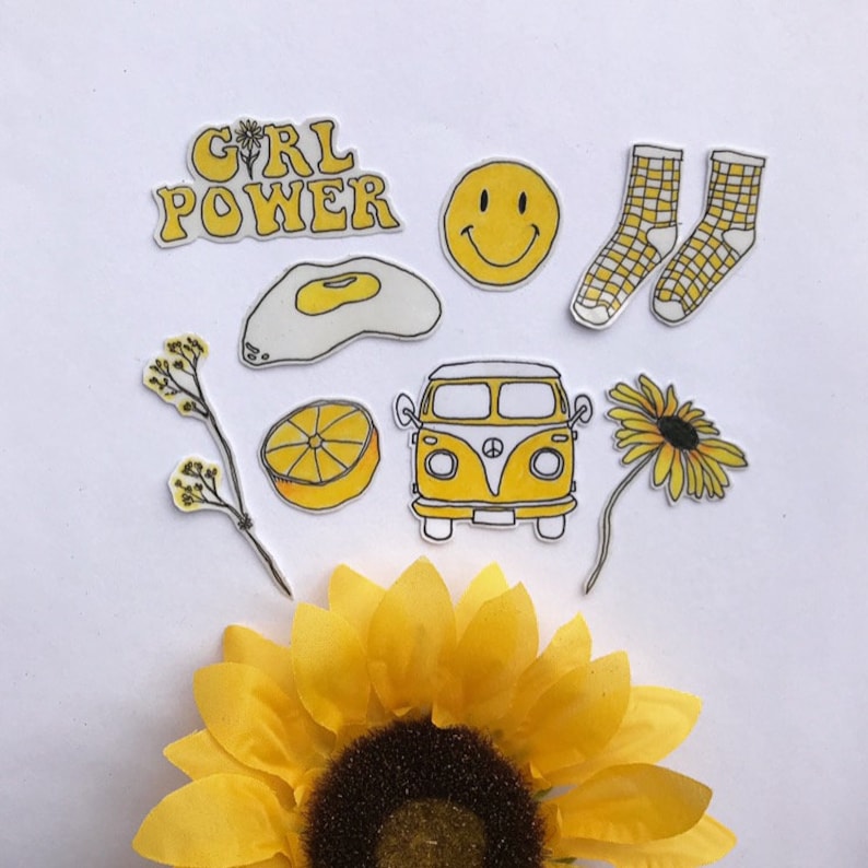 yellow aesthetic sticker pack etsy