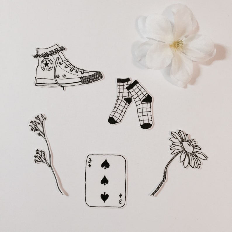 black and white aesthetic sticker set etsy