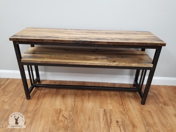 Reclaimed Wood TV Stand Rustic Media Cabinet Barnwood Console Table Entry Table Solid Wood Media Table With Shelves Etsy