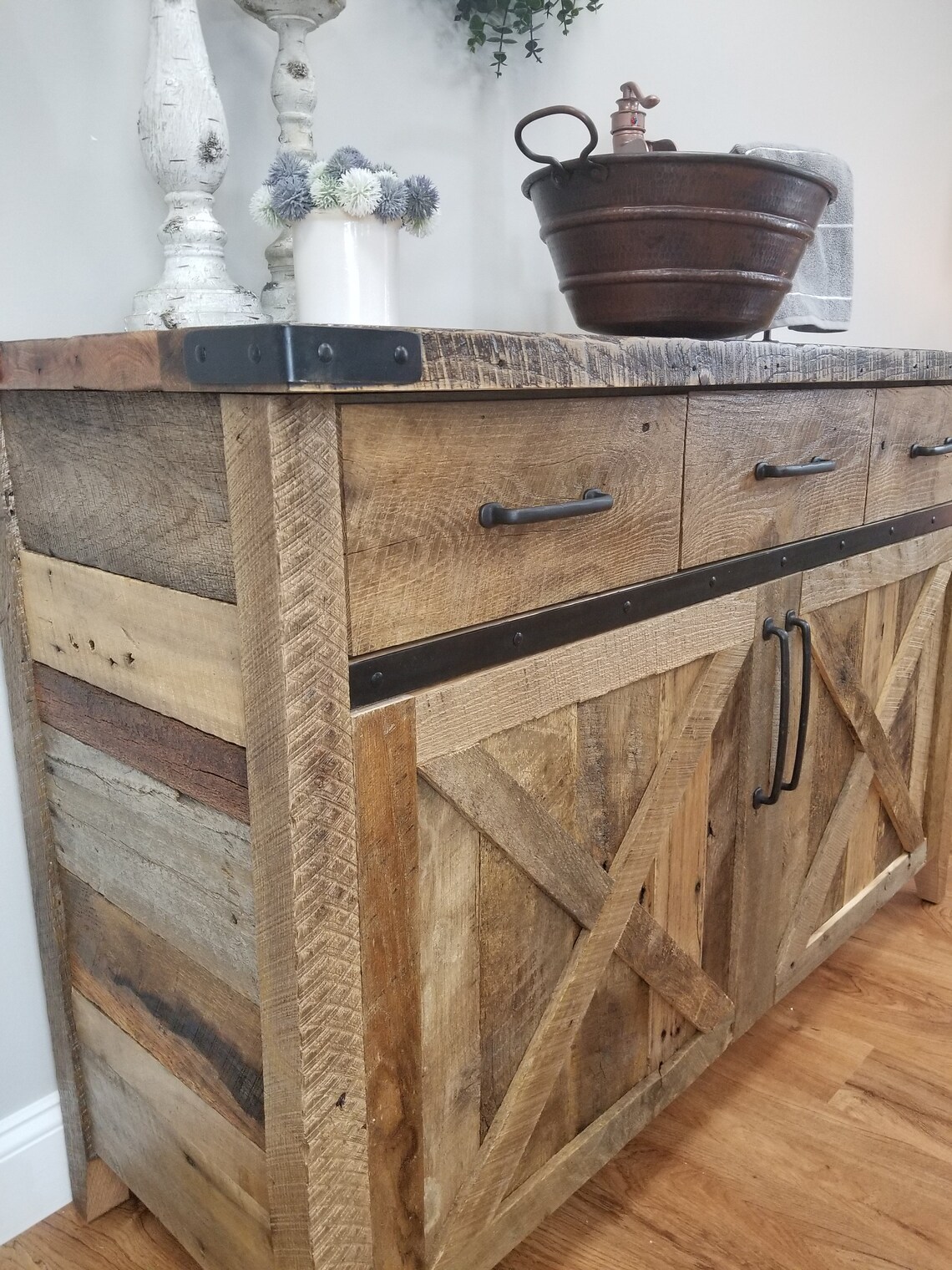 Lavabo de baño de la granja tocador de madera recuperada | Etsy