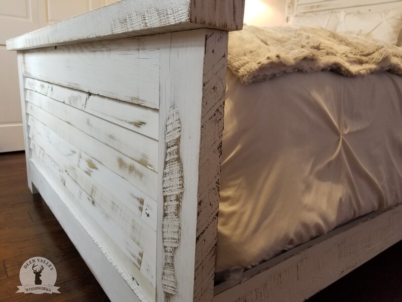 Rustic White Headboard & Footboard Distressed White Ship Lap Etsy